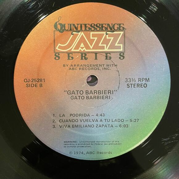 Gato Barbieri LP vintage vinyl record latin jazz fusion 1979 - Picture 4 of 4